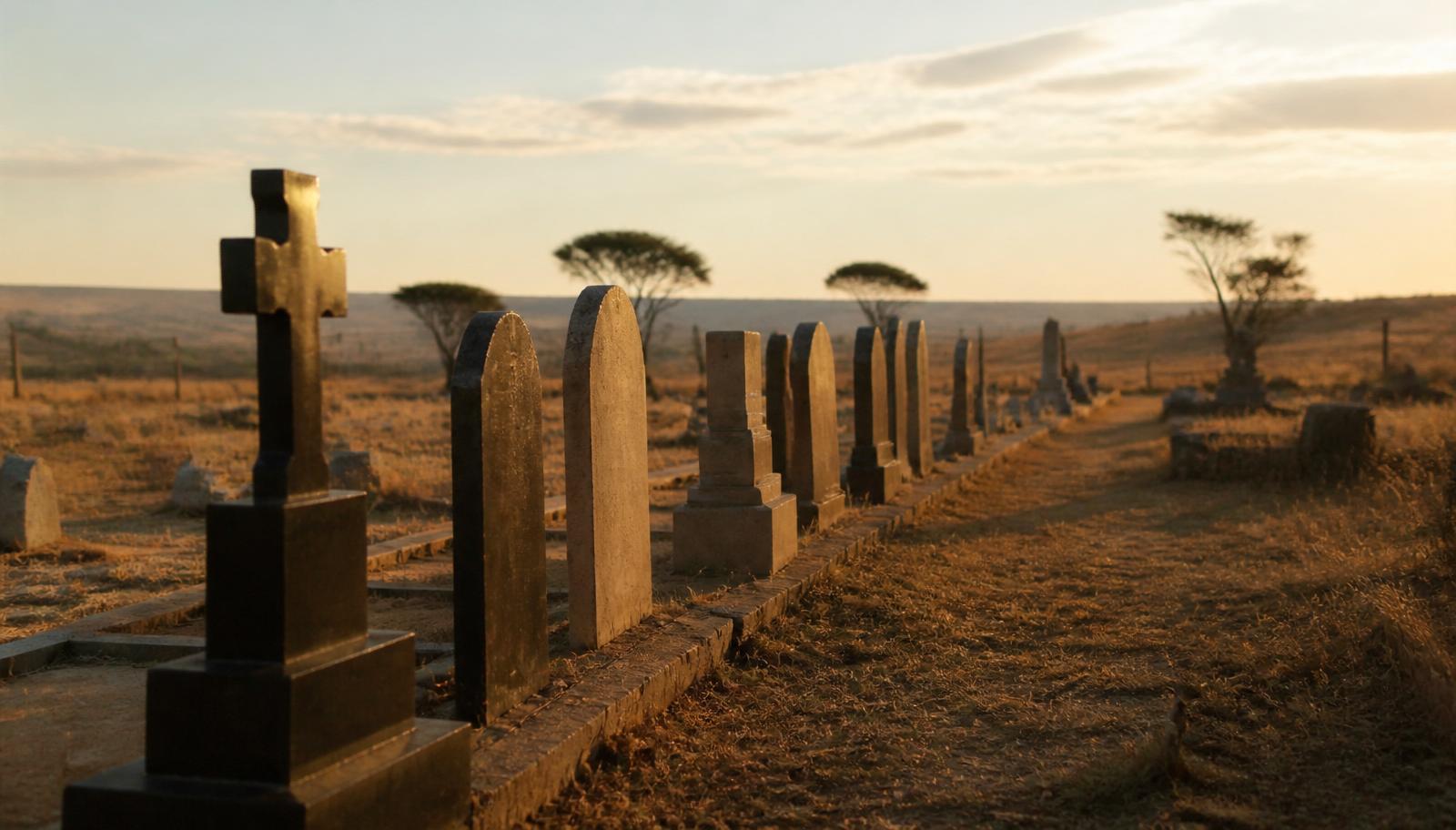 Cemetery in the Vaal at golden hour