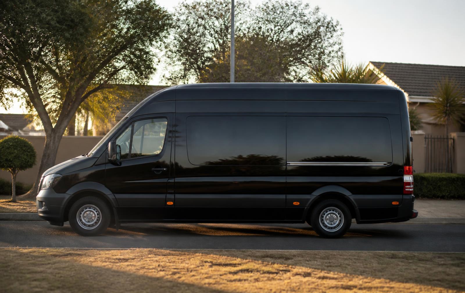 Black hearse ready to collect a loved one
